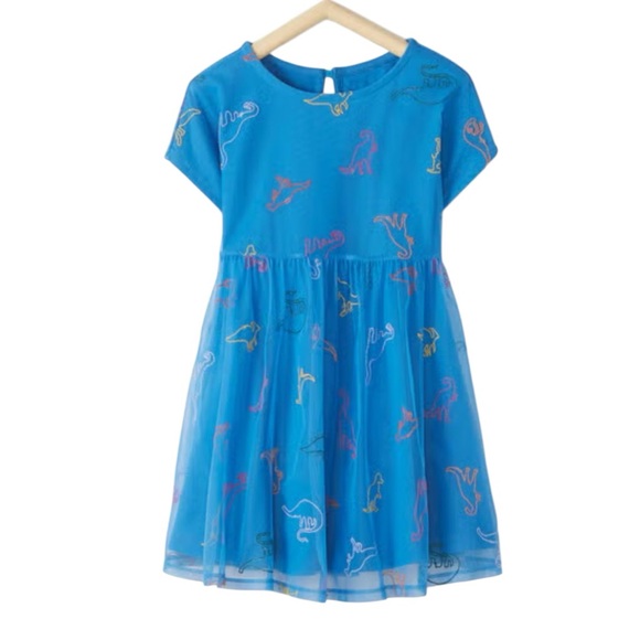 Hanna Andersson Other - Hanna Andersson Dinosaur Print Soft Tulle Dress in Swedish Sky